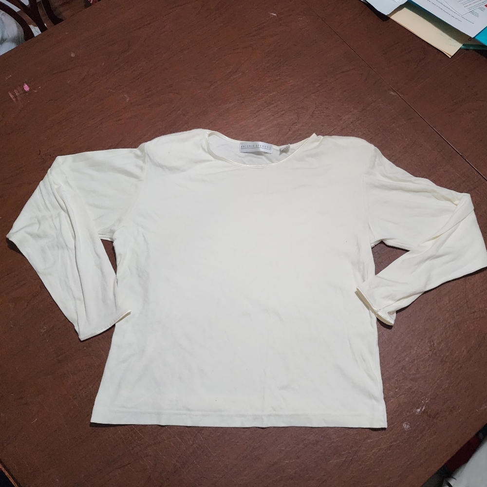 Valerie Stevens Off-White Long Sleeve Top